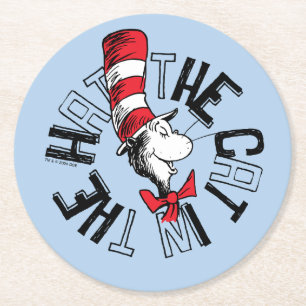 Dr. Seuss   Kat in het Pet Ronde kunst Ronde Kartonnen Onderzetter