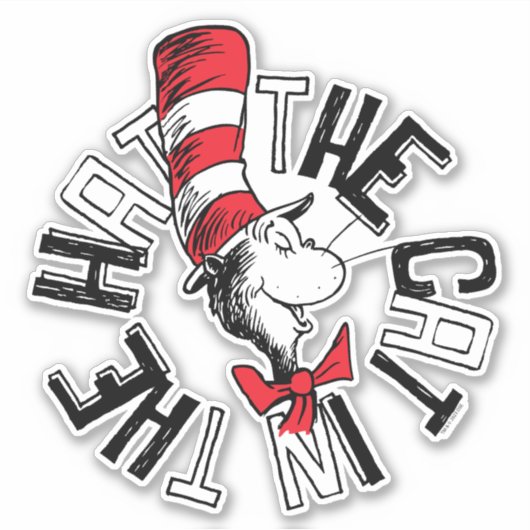 Dr. Seuss | Kat in het Pet Ronde kunst Sticker (Voorkant)