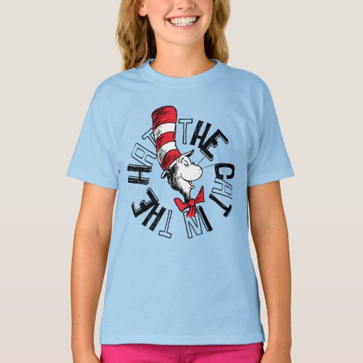 Dr. Seuss | Kat in het Pet Ronde kunst T-shirt (Voorkant)