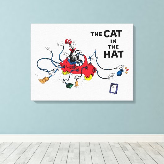 Dr. Seuss | Kat in het Pet ruimt op Canvas Afdruk (Insitu (Houten vloer))