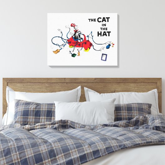 Dr. Seuss | Kat in het Pet ruimt op Canvas Afdruk (Insitu (Slaapkamer))