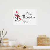 Dr. Seuss | Kat in het Pet Schriftelijke Naam Poster (Keuken)
