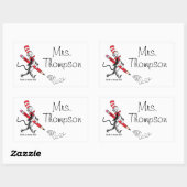 Dr. Seuss | Kat in het Pet Schriftelijke Naam Rechthoekige Sticker (Vel)