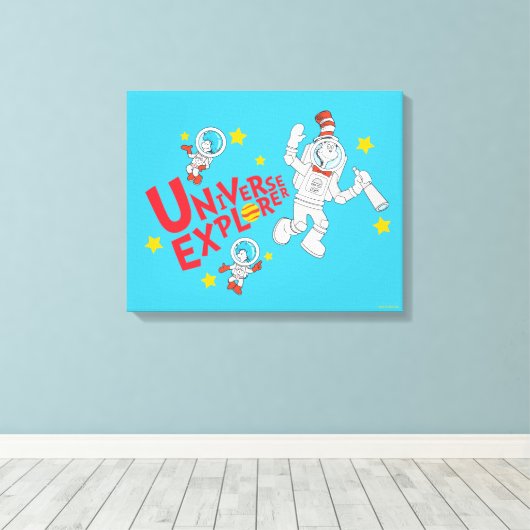 Dr. Seuss | Kat in het Pet Universe Explorer Canvas Afdruk (Insitu (Houten vloer))