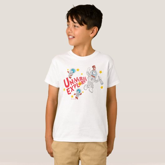 Dr. Seuss | Kat in het Pet Universe Explorer T-shirt (Voorkant volledig)