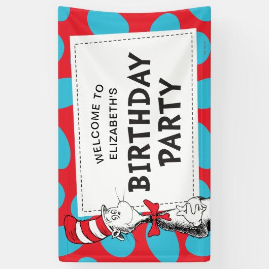 Dr. Seuss | Kat in het Pet Verjaardagsfeest Spandoek (Verticaal)