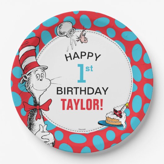 Dr. Seuss | Katten in het Pet van de verjaardag Papieren Bordje (Voorkant)