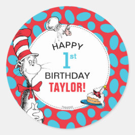 Dr. Seuss | Katten in het Pet van de verjaardag Ronde Sticker