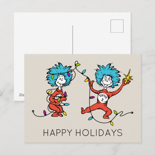 Dr. Seuss | knijpen | Ding One Thing TwDancing Feestdagenkaart (Voorkant / Achterkant)