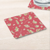 Dr. Seuss | knijpen | Rode Kerstmispatroon Kartonnen Onderzetters (Schuin)