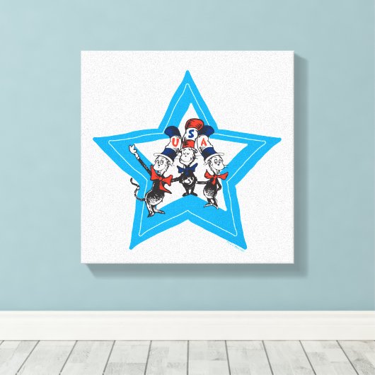 Dr. Seuss | Little Cats USA Petten Canvas Afdruk (Insitu (Houten vloer))