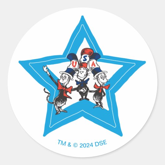 Dr. Seuss | Little Cats USA Petten Ronde Sticker (Voorkant)