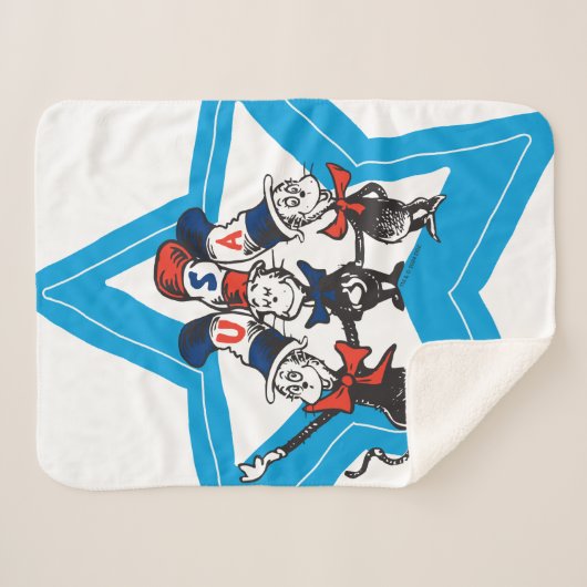 Dr. Seuss | Little Cats USA Petten Sherpa Deken (Voorkant (horizontaal))