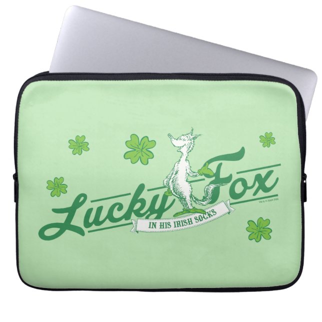 Dr. Seuss | Lucky Fox in zijn Ierse Sokken Laptop Sleeve (Voorkant)