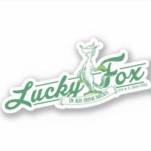 Dr. Seuss | Lucky Fox in zijn Ierse Sokken Sticker (Voorkant)