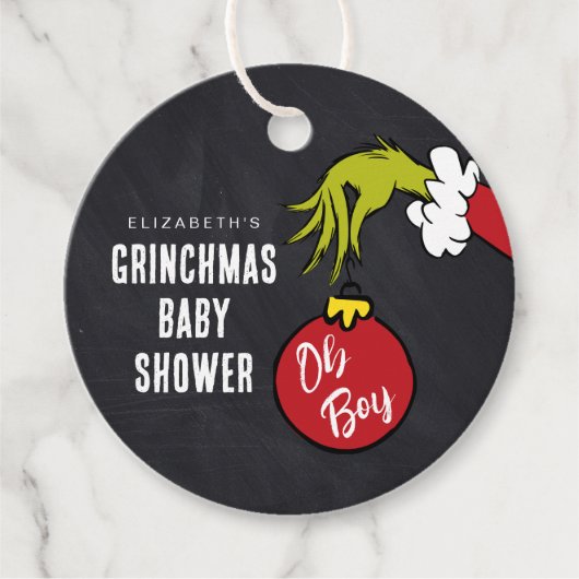 Dr. Seuss | O jongen Grinch babyborrel Bedankjes Labels (Voorkant)