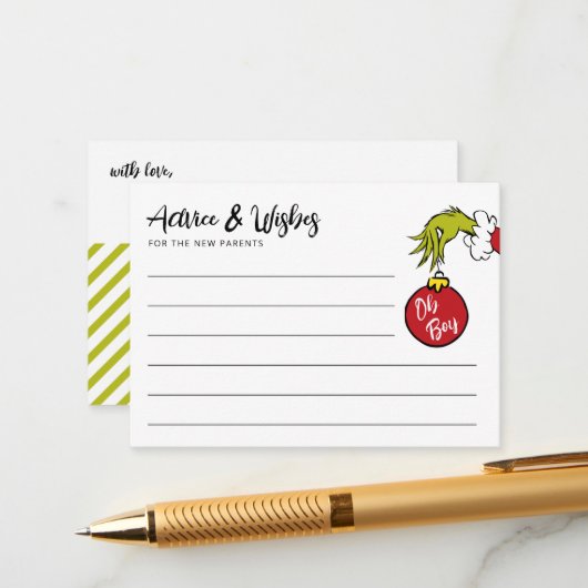 Dr. Seuss | Oh Boy Grinch Baby Advies Informatiekaartje (Voorkant / Achterkant in situ)