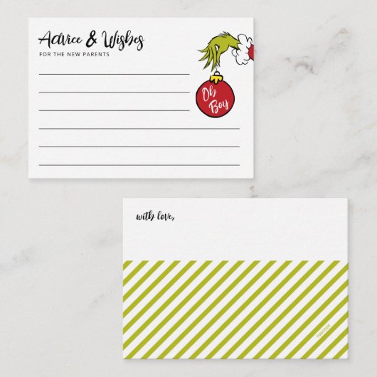 Dr. Seuss | Oh Boy Grinch Baby Advies Informatiekaartje (Voorkant / Achterkant)