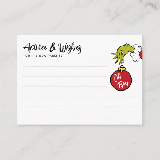 Dr. Seuss | Oh Boy Grinch Baby Advies Informatiekaartje (Voorkant)