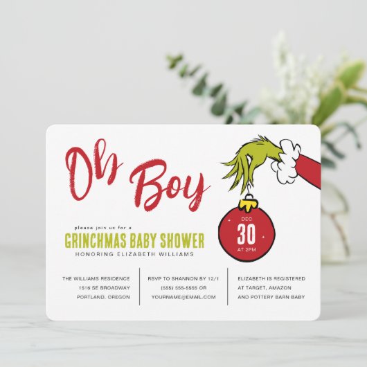 Dr. Seuss | Oh Boy Grinch Baby shower (Staand voorkant)