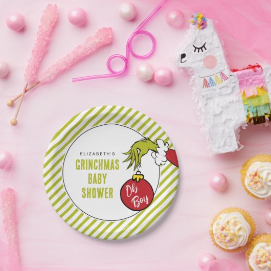 Dr. Seuss | Oh Boy Grinch Baby shower Papieren Bordje (Feest)