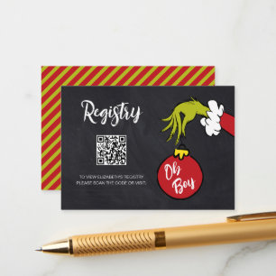 Dr. Seuss   Oh Boy Grinch Baby shower Registry Informatiekaartje