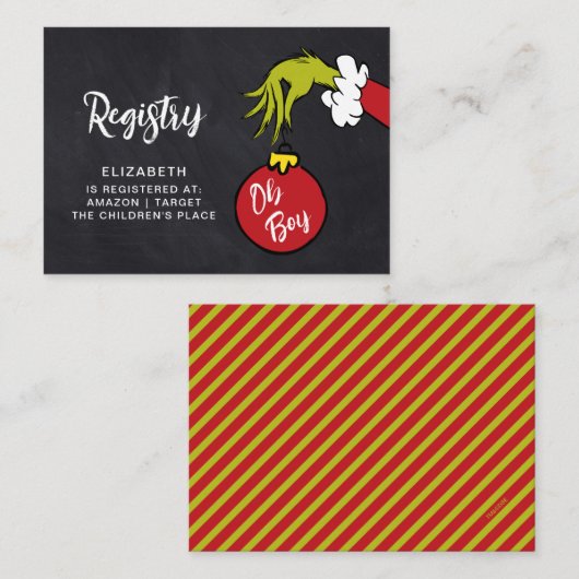 Dr. Seuss | Oh Boy Grinch Baby shower Registry Informatiekaartje (Voorkant / Achterkant)