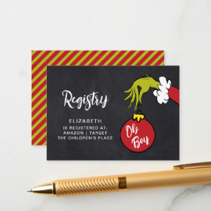 Dr. Seuss   Oh Boy Grinch Baby shower Registry Informatiekaartje