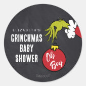 Dr. Seuss | Oh Boy Grinch Baby shower Ronde Sticker (Voorkant)