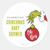 Dr. Seuss | Oh Boy Grinch Baby shower Ronde Sticker (Voorkant)