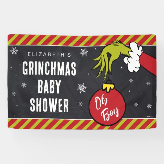 Dr. Seuss | Oh Boy Grinch Baby shower Spandoek (Horizontaal)