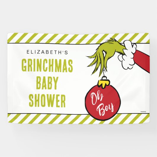 Dr. Seuss | Oh Boy Grinch Baby shower Spandoek (Horizontaal)