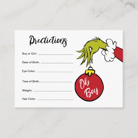 Dr. Seuss | Oh Boy Grinch Baby voorspellingen Informatiekaartje (Voorkant)