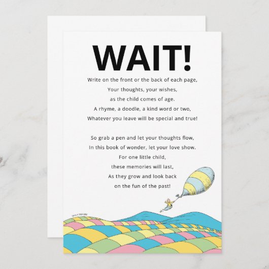 Dr. Seuss | Oh, het bordje van het gastenboek Kaart (Voorkant / Achterkant)