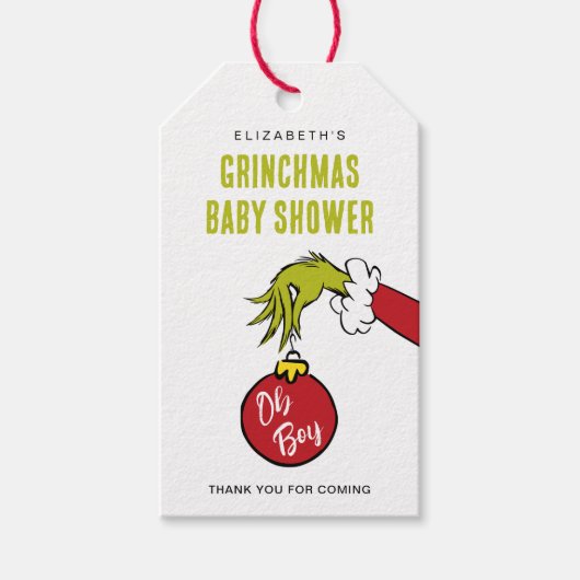 Dr. Seuss | Oh jongen Grinch Baby Shower Cadeaulabel (Voorkant)