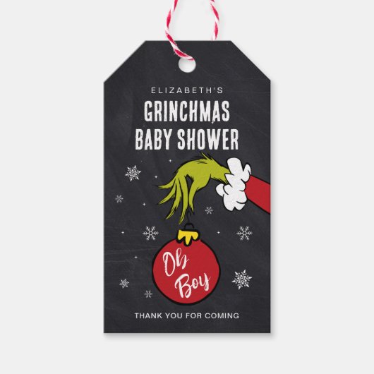 Dr. Seuss | Oh jongen Grinch babyborrel Cadeaulabel (Voorkant)