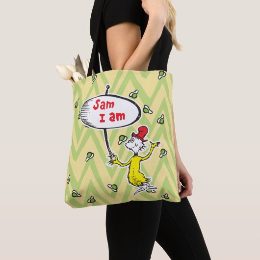 Dr. Seuss| Ondertekening Sam-I-Am Holding Tote Bag (Dichtbij)