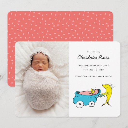 Dr. Seuss | One Fish - Aankondiging geboorte meisj (Voorkant / Achterkant)