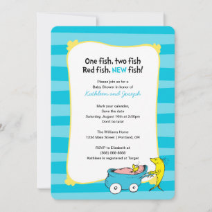 Dr. Seuss   One Fish - Boy Baby shower Invitation Save The Date