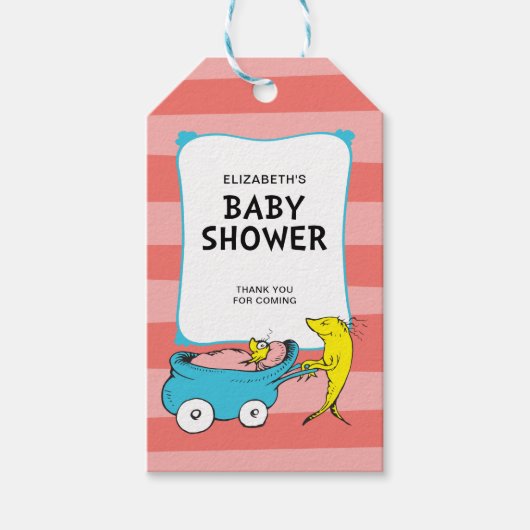 Dr. Seuss | One Fish - Girl Baby shower Cadeaulabel (Voorkant)