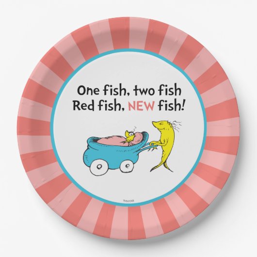 Dr. Seuss | One Fish - Girl Baby shower Papieren Bordje (Voorkant)