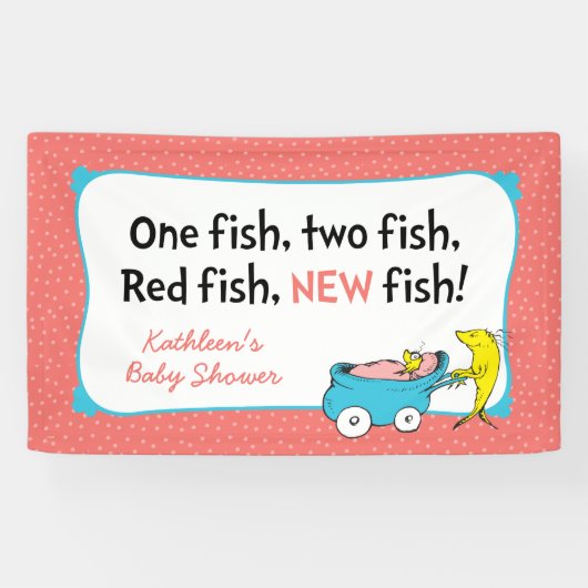 Dr. Seuss | One Fish - Girl Baby shower Spandoek (Horizontaal)