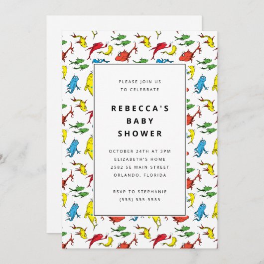 Dr. Seuss - One Fish, Two Fish | Baby Shower Kaart (Voorkant / Achterkant)