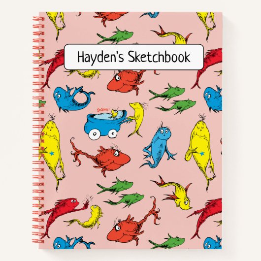 Dr. Seuss | One Fish Two Fish Patroon Tekening Notitieboek (Voorkant)