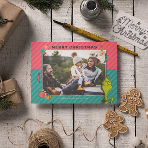 Dr. Seuss   Oude familiefoto van de Grinch met de  Feestdagenkaart