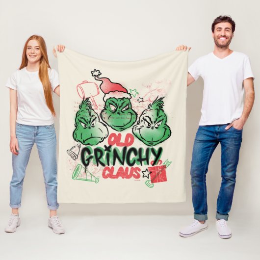 Dr. Seuss | Oude Grinch Claus Fleece Deken (In situ)