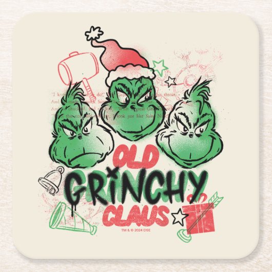 Dr. Seuss | Oude Grinch Claus Kartonnen Onderzetters (Voorkant)