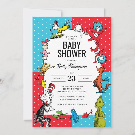 Dr. Seuss - personages | BABY SHOWER Kaart (Voorkant)