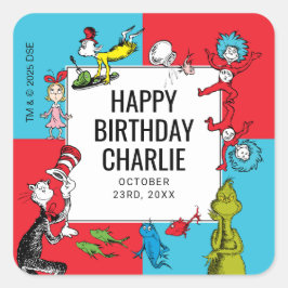 Dr. Seuss - Personages | Kinderverjaardag Vierkante Sticker