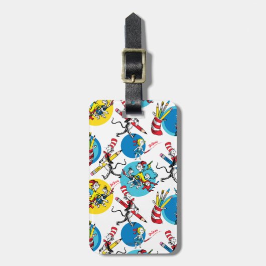 Dr. Seuss | Personages Met Potloden Patroon Bagagelabel (Voorkant verticaal)